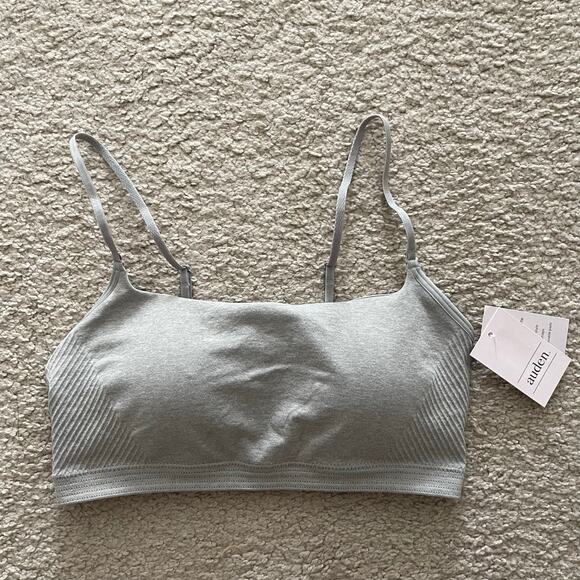 NWT Auden Gray Seamless Knit Square-Neck Bralette (S) - Picture 1 of 5